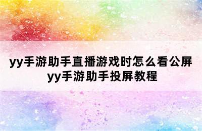 yy手游助手直播游戏时怎么看公屏 yy手游助手投屏教程